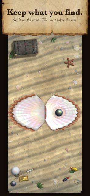 Keep what you find: finds arranged on the sand with a sea chest
