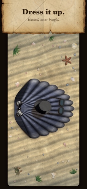 Dress it up: a dark scallop wearing a top hat and sunglasses