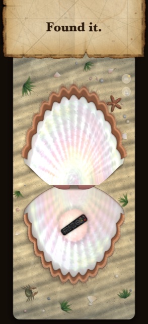 Found it: a TV remote in the open scallop